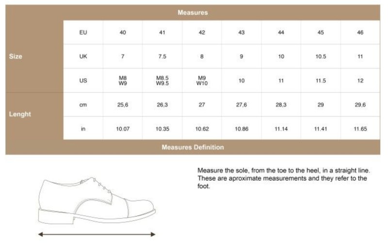Sizeguide men shoes NAE vegan